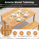 7 Pieces Acacia Wood Patio Dining Set with 1.97 Inch Umbrella Hole and Padded Cushions