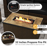 7 Pieces Outdoor Furniture Set with 32 Inch Fire Pit Table and Propane Tank Cover
