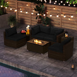 7 Pieces Outdoor Furniture Set with 32 Inch Fire Pit Table and Propane Tank Cover