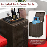 7 Pieces Outdoor Furniture Set with 32 Inch Fire Pit Table and Propane Tank Cover