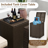 7 Pieces Outdoor Furniture Set with 32 Inch Fire Pit Table and Propane Tank Cover