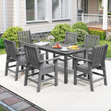 7 Pieces Patio Dining Set Outdoor HDPE Weather Resistant Table and Chairs Set