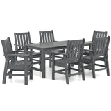 7 Pieces Patio Dining Set Outdoor HDPE Weather Resistant Table and Chairs Set