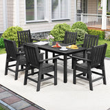 7 Pieces Patio Dining Set Outdoor HDPE Weather Resistant Table and Chairs Set