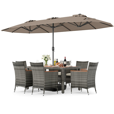 8-Piece Patio Dining Set with Double-Sided Market Umbrella