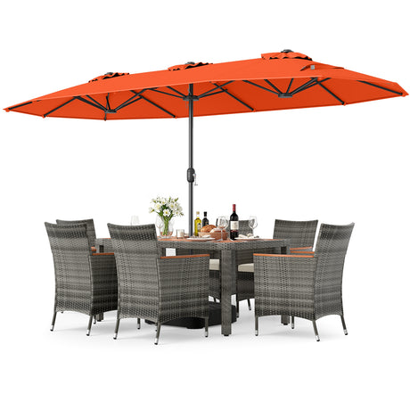 8-Piece Patio Dining Set with Double-Sided Market Umbrella