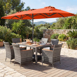8-Piece Patio Dining Set with Double-Sided Market Umbrella
