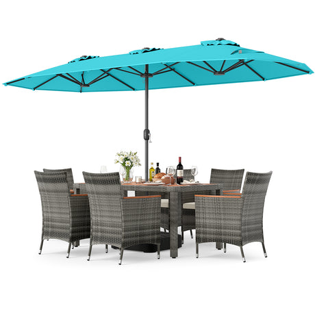 8-Piece Patio Dining Set with Double-Sided Market Umbrella