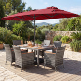 8-Piece Patio Dining Set with Double-Sided Market Umbrella