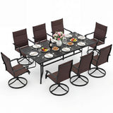 9-Piece Outdoor Dining Set for 8 with Umbrella Hole and 8 Chairs