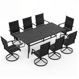 9-Piece Outdoor Dining Set for 8 with Umbrella Hole and 8 Chairs
