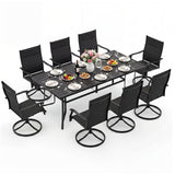 9-Piece Outdoor Dining Set for 8 with Umbrella Hole and 8 Chairs