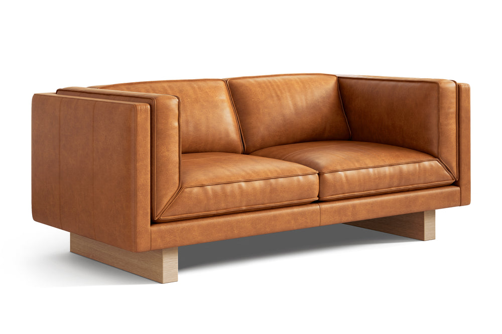 Valencia Alaina Top Grain Leather Loveseat Sofa, Cognac