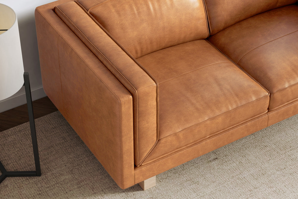 Valencia Alaina Top Grain Leather Loveseat Sofa, Cognac