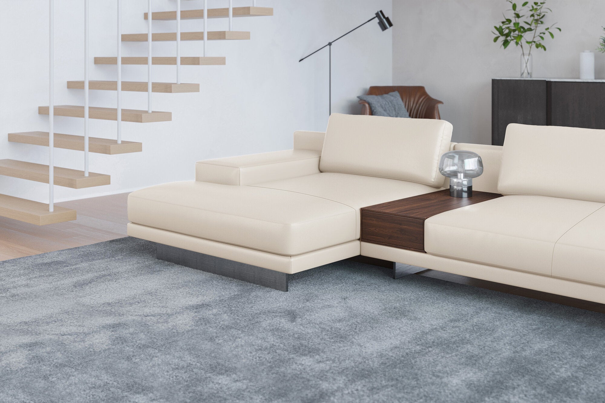 Alessandro Italian Nappa Leather Modular Sectional Sofa with Chaise