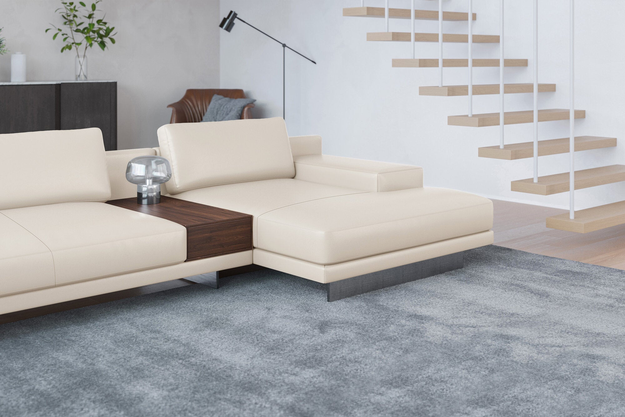 Alessandro Italian Nappa Leather Modular Sectional Sofa with Chaise