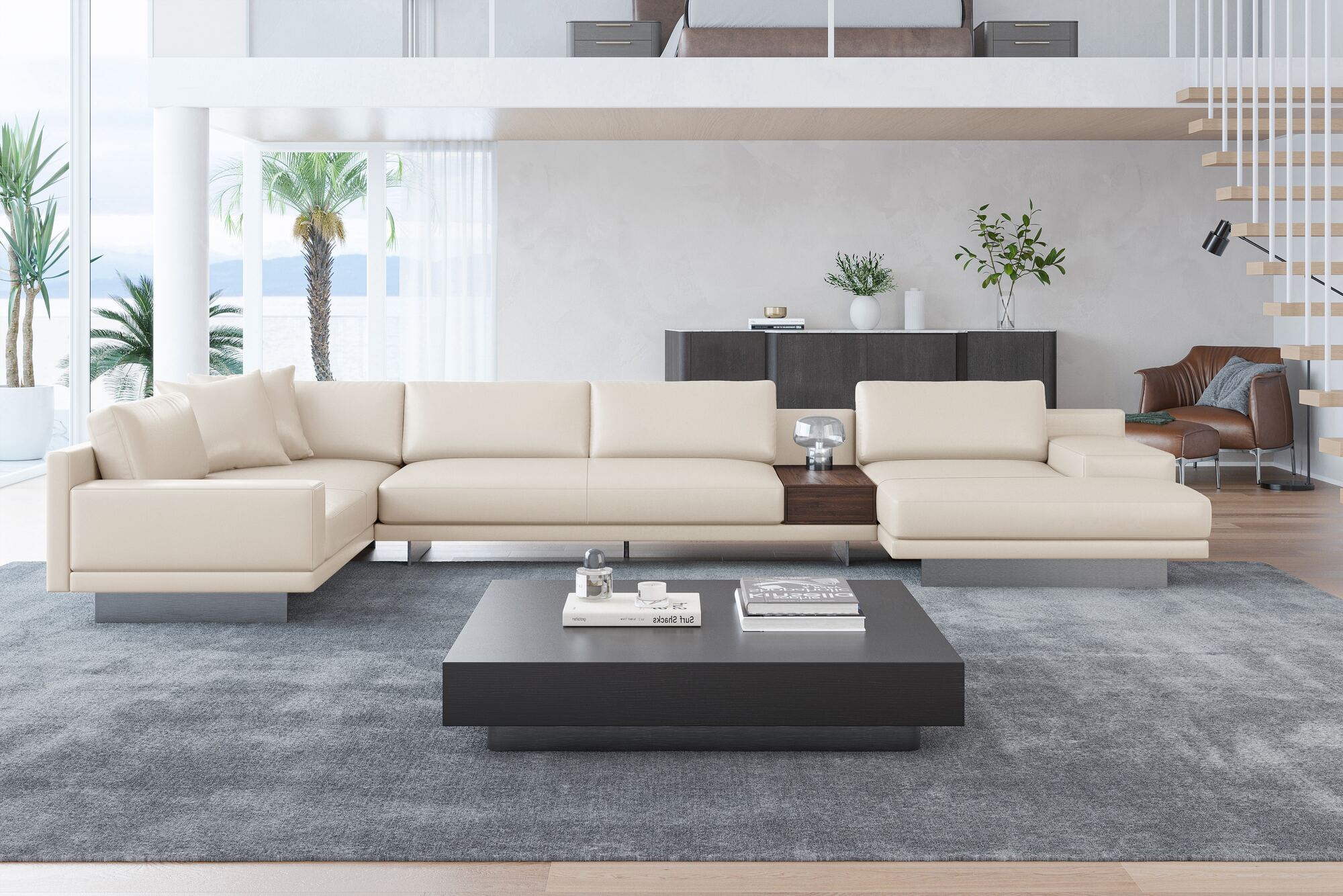 Alessandro Italian Nappa Leather Modular Sectional Sofa with Chaise
