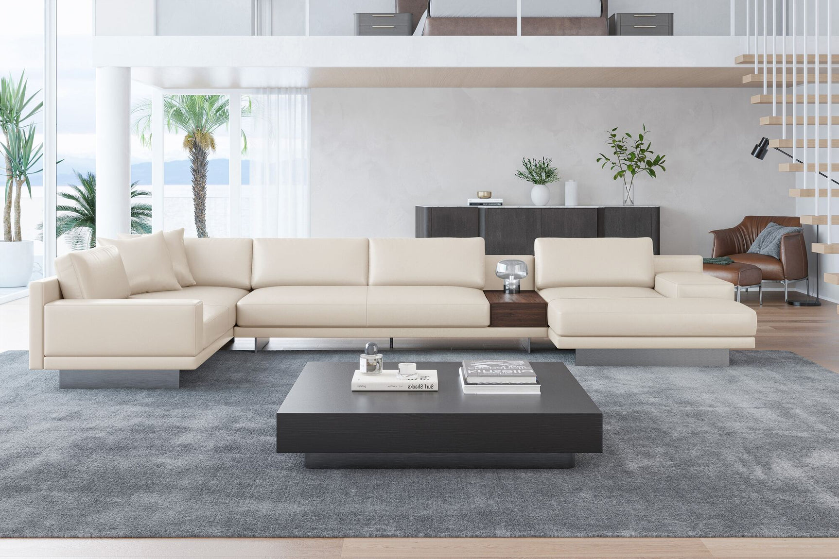 Alessandro Italian Nappa Leather Modular Sectional Sofa with Chaise