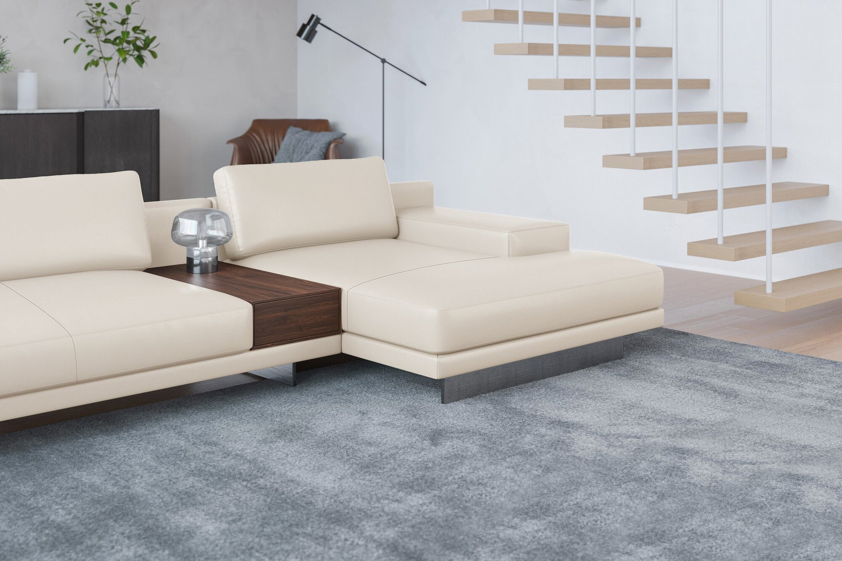 Alessandro Italian Nappa Leather Modular Sectional Sofa with Chaise