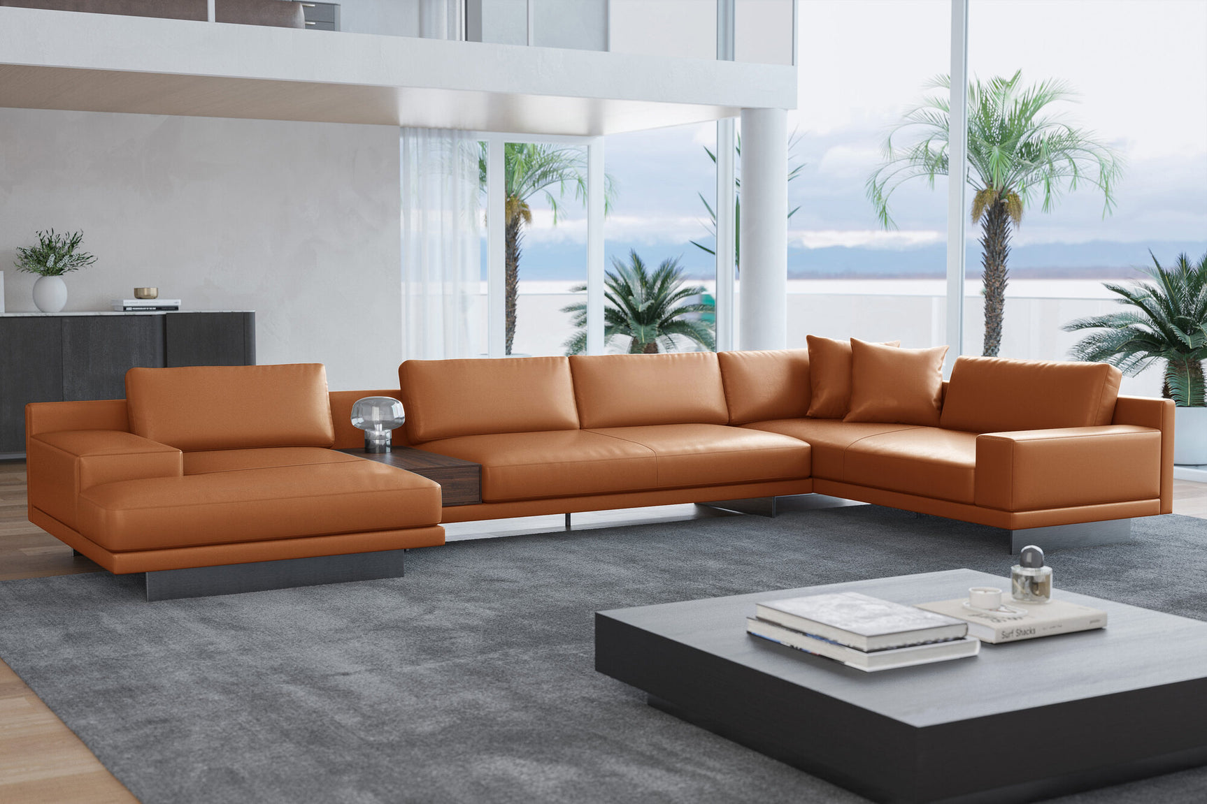 Alessandro Italian Nappa Leather Modular Sectional Sofa with Chaise