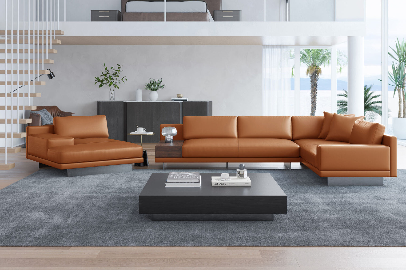 Alessandro Italian Nappa Leather Modular Sectional Sofa with Chaise