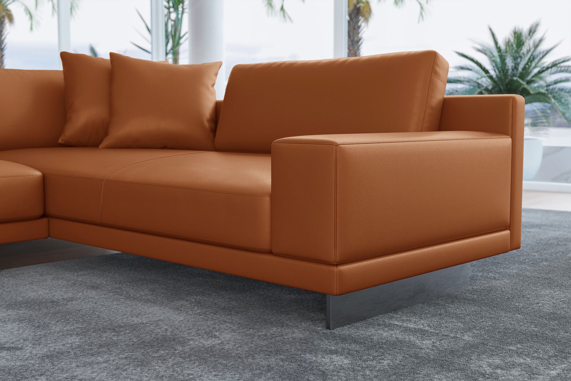 Alessandro Italian Nappa Leather Modular Sectional Sofa with Chaise