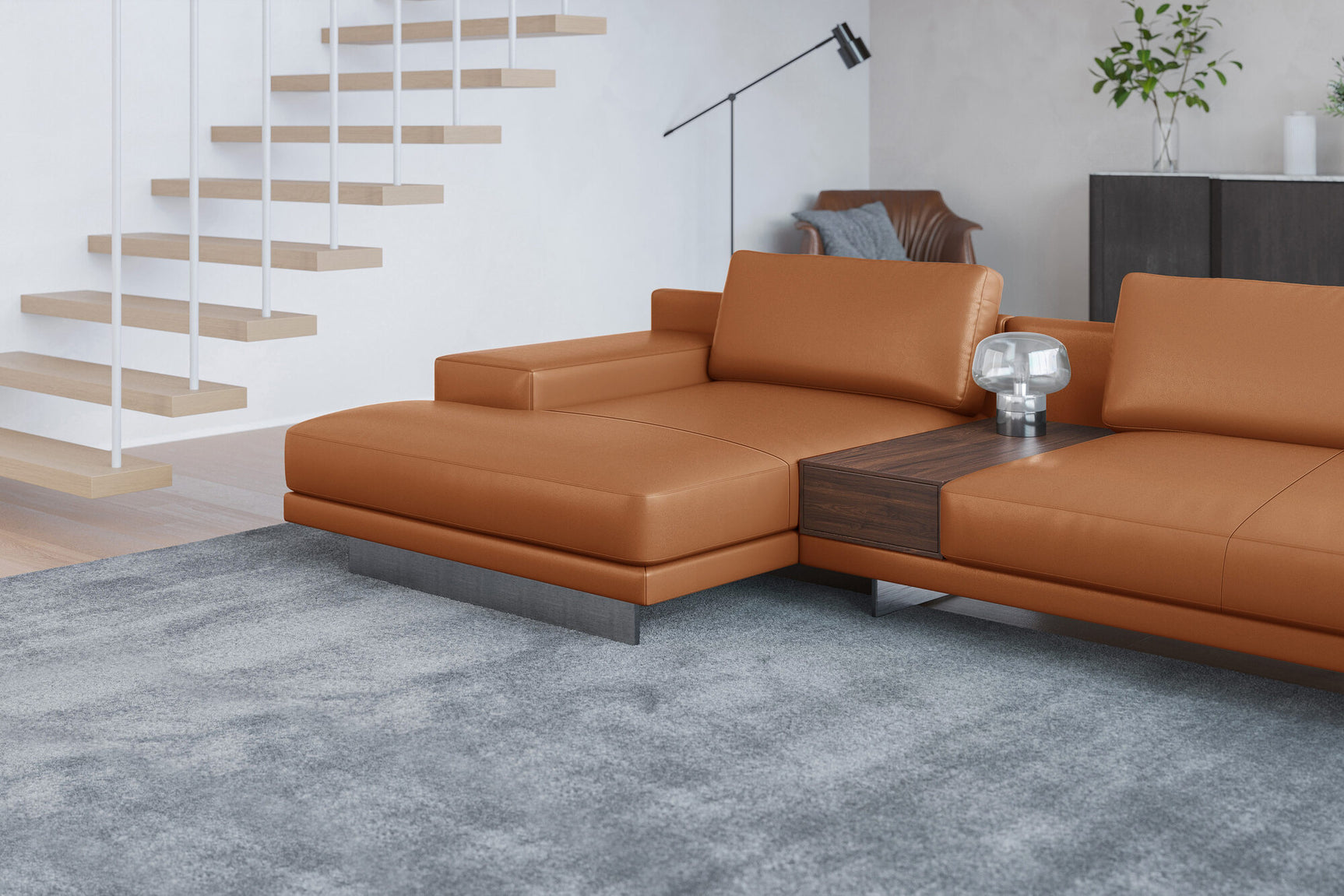 Alessandro Italian Nappa Leather Modular Sectional Sofa with Chaise