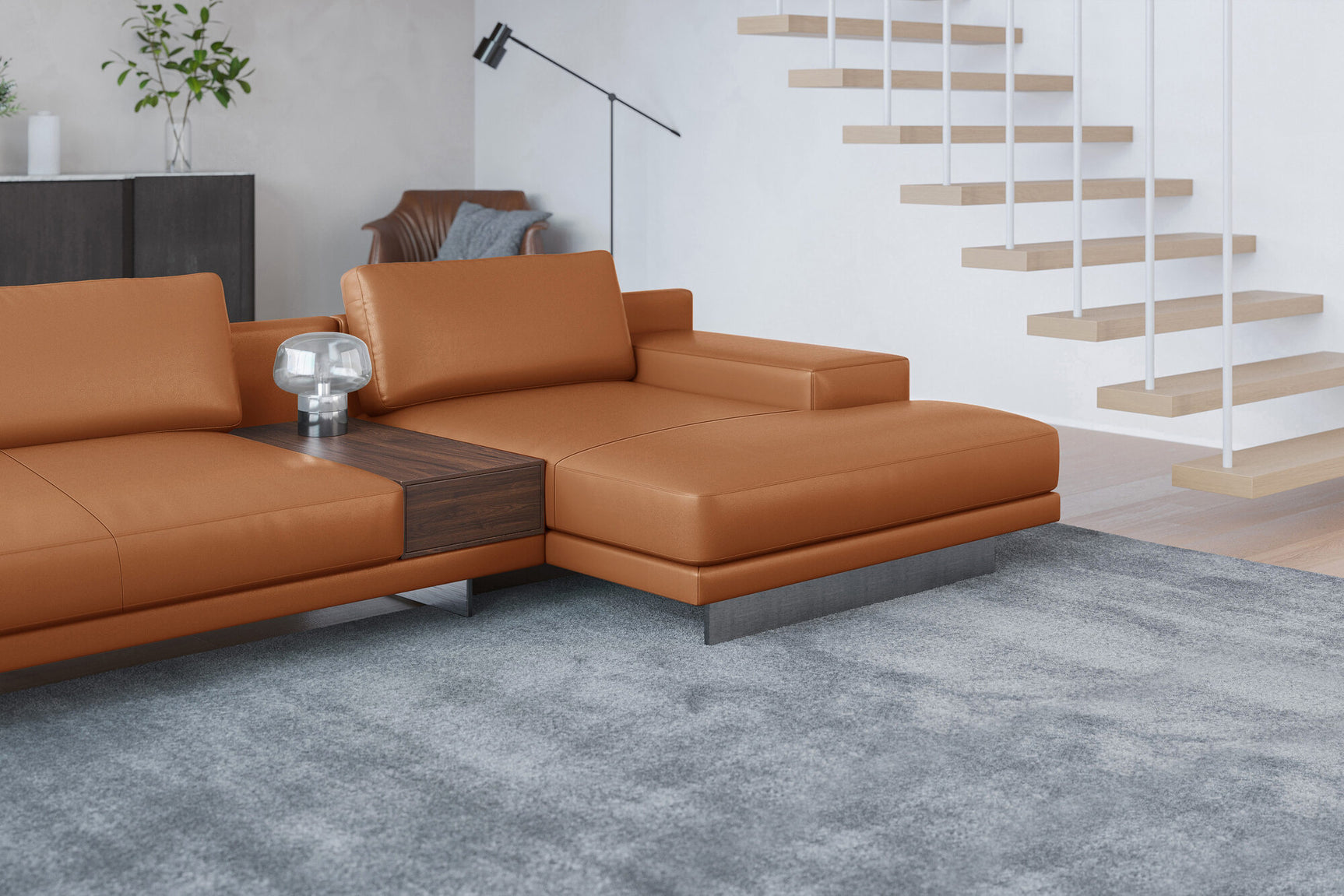 Alessandro Italian Nappa Leather Modular Sectional Sofa with Chaise