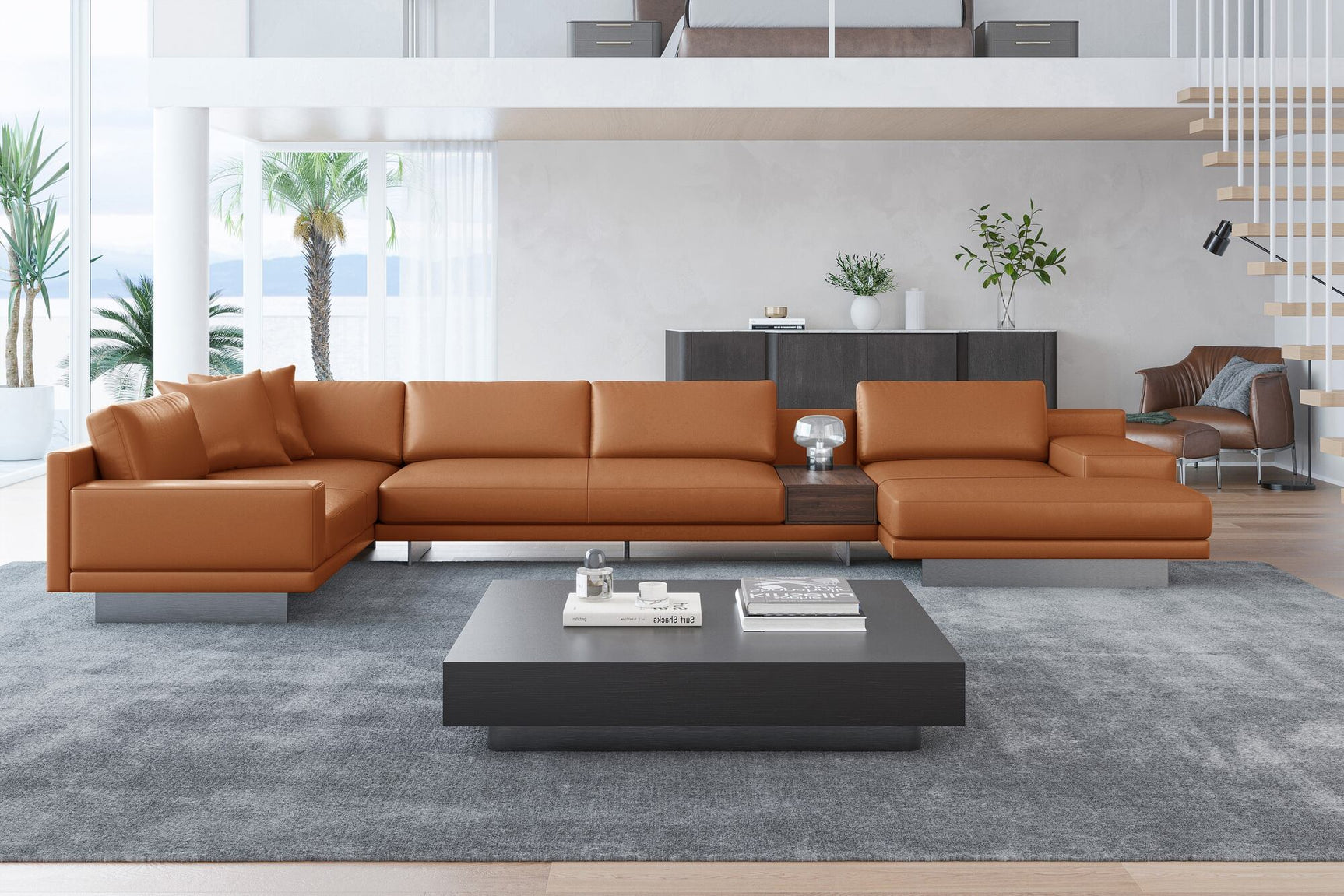Alessandro Italian Nappa Leather Modular Sectional Sofa with Chaise