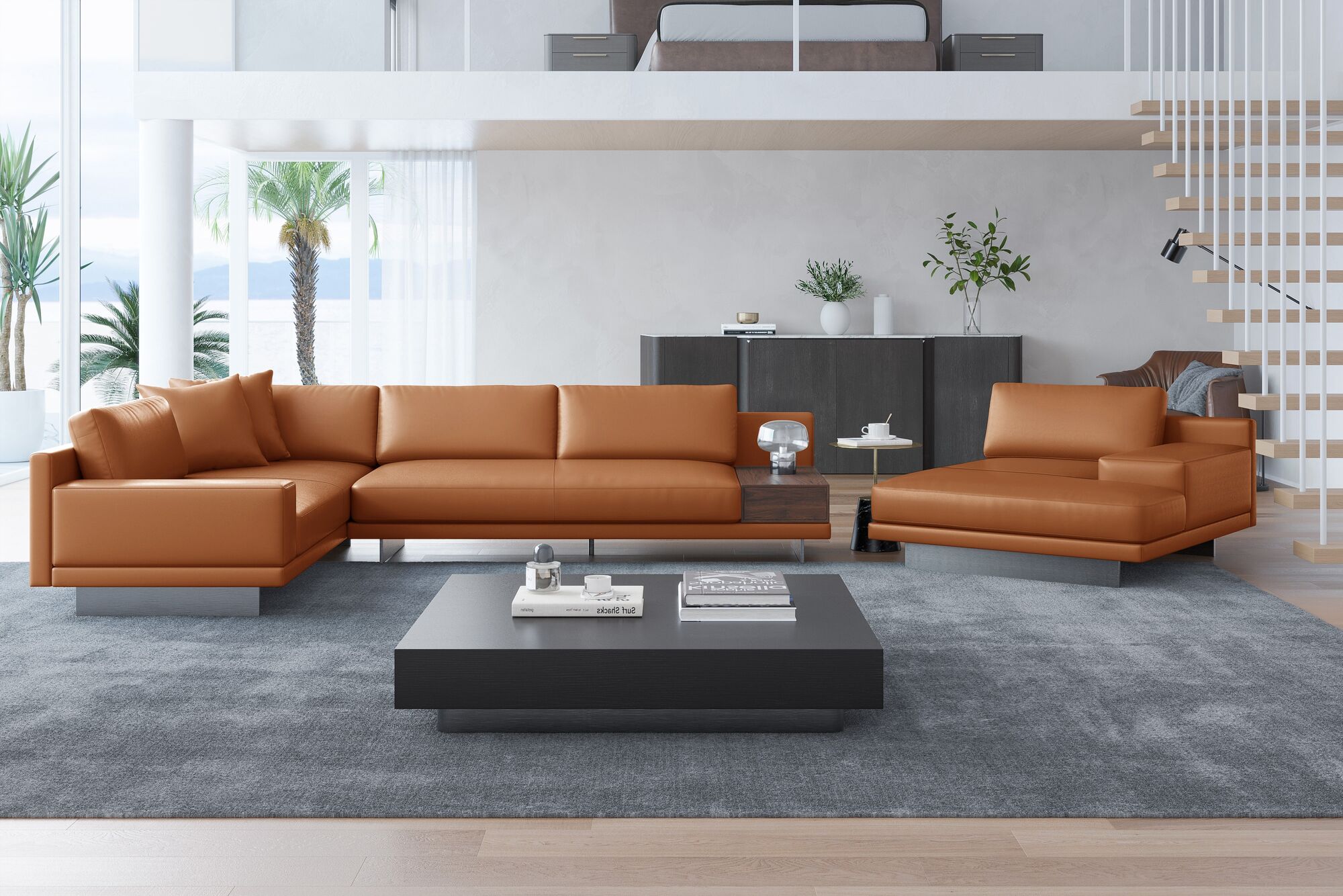 Alessandro Italian Nappa Leather Modular Sectional Sofa with Chaise