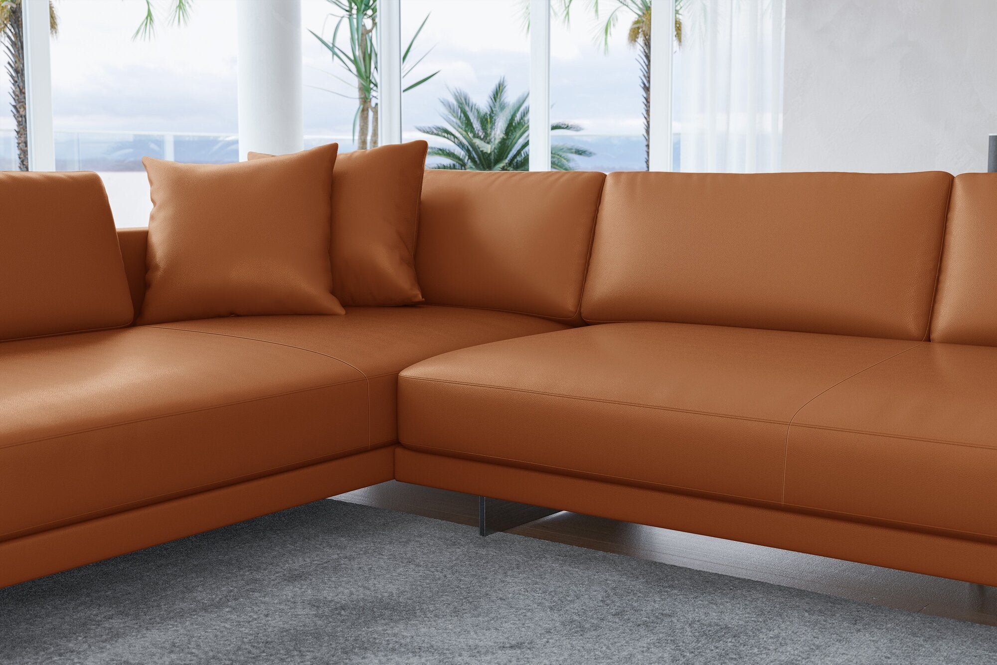 Alessandro Italian Nappa Leather Modular Sectional Sofa with Chaise