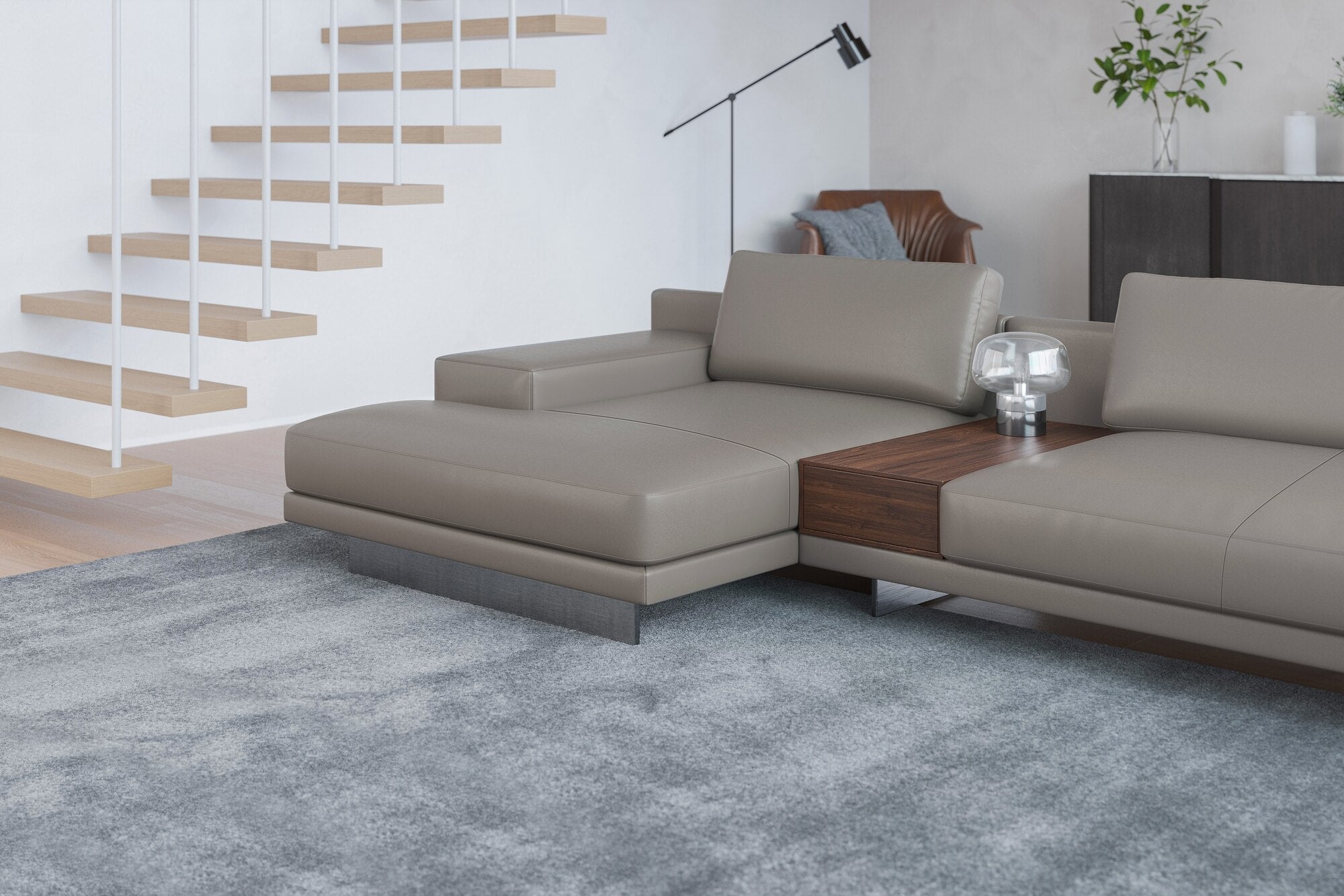 Alessandro Italian Nappa Leather Modular Sectional Sofa with Chaise