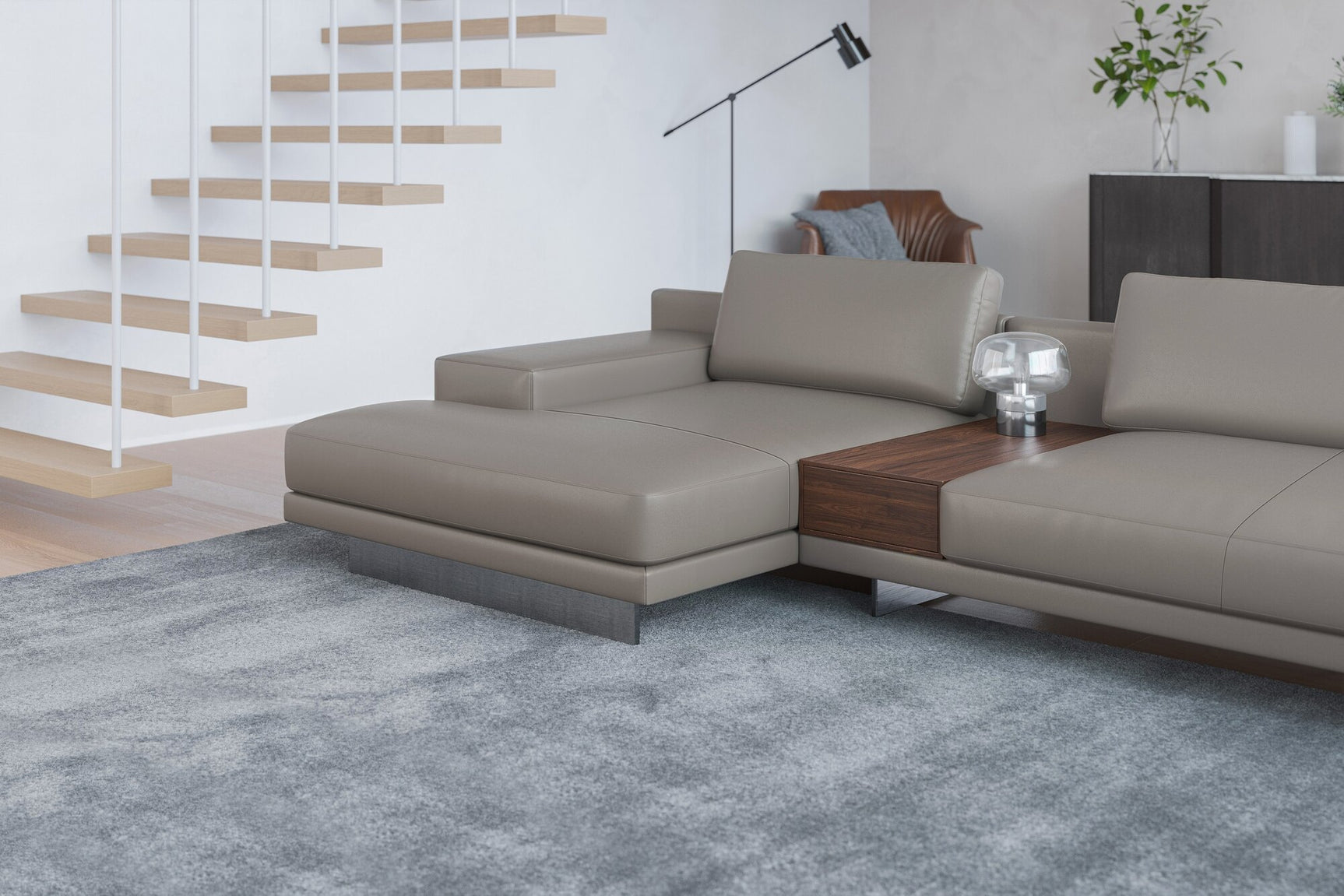 Alessandro Italian Nappa Leather Modular Sectional Sofa with Chaise