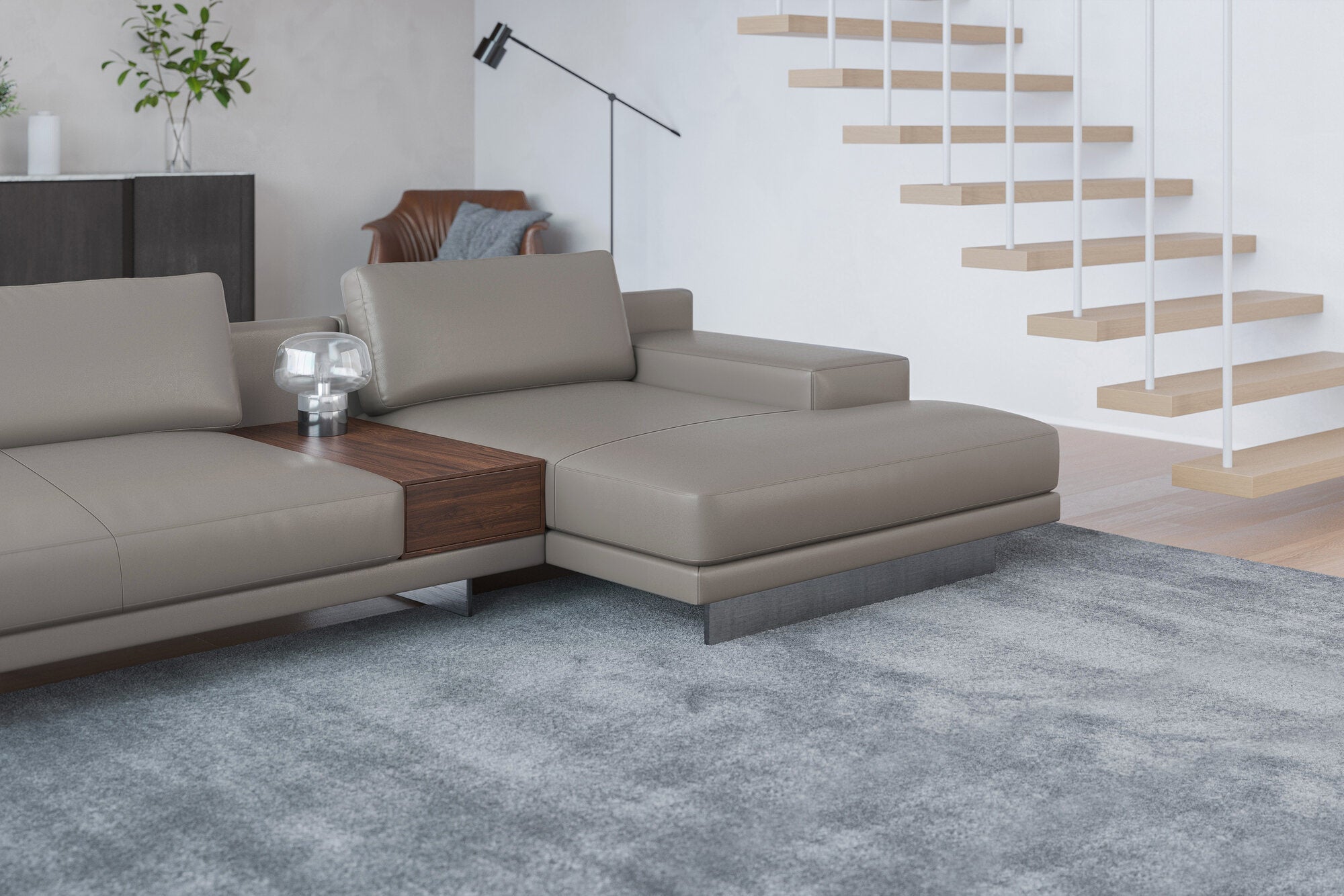 Alessandro Italian Nappa Leather Modular Sectional Sofa with Chaise