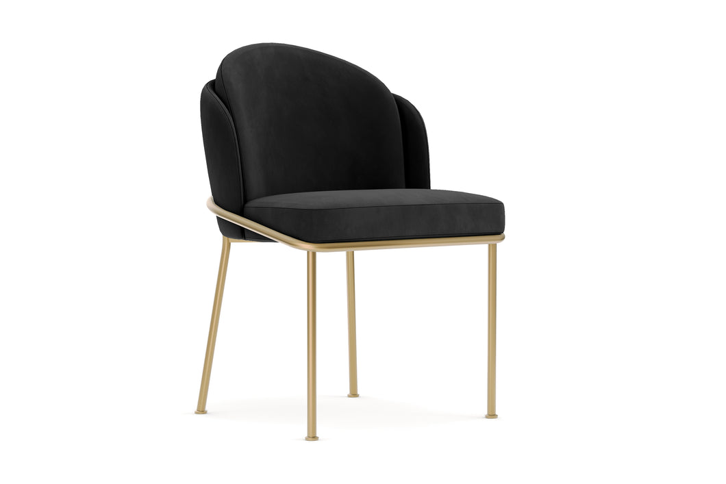 Valencia Alexander Velvet Fabric Dining Chair, Black (Set of 2)