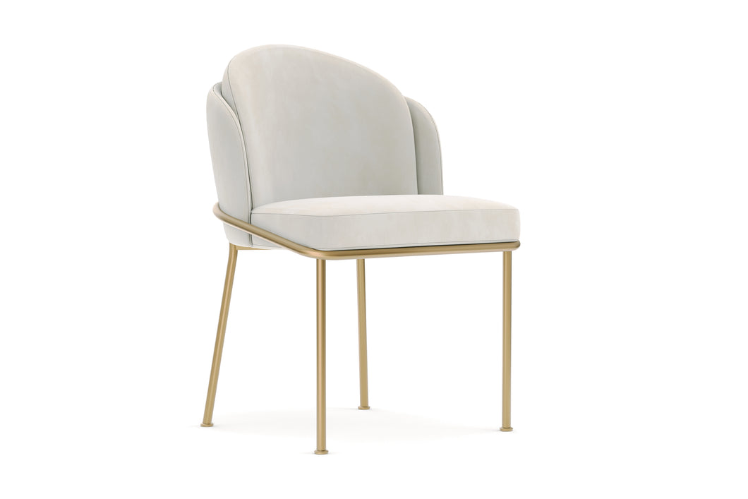Valencia Alexander Fabric Dining Chair with Generously Cushioned Seat & Sleek Metal Legs, Beige (Set of 2)