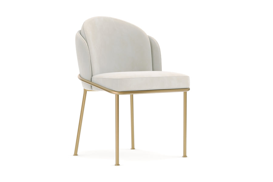 Valencia Alexander Fabric Dining Chair with Generously Cushioned Seat & Sleek Metal Legs, Beige (Set of 2)