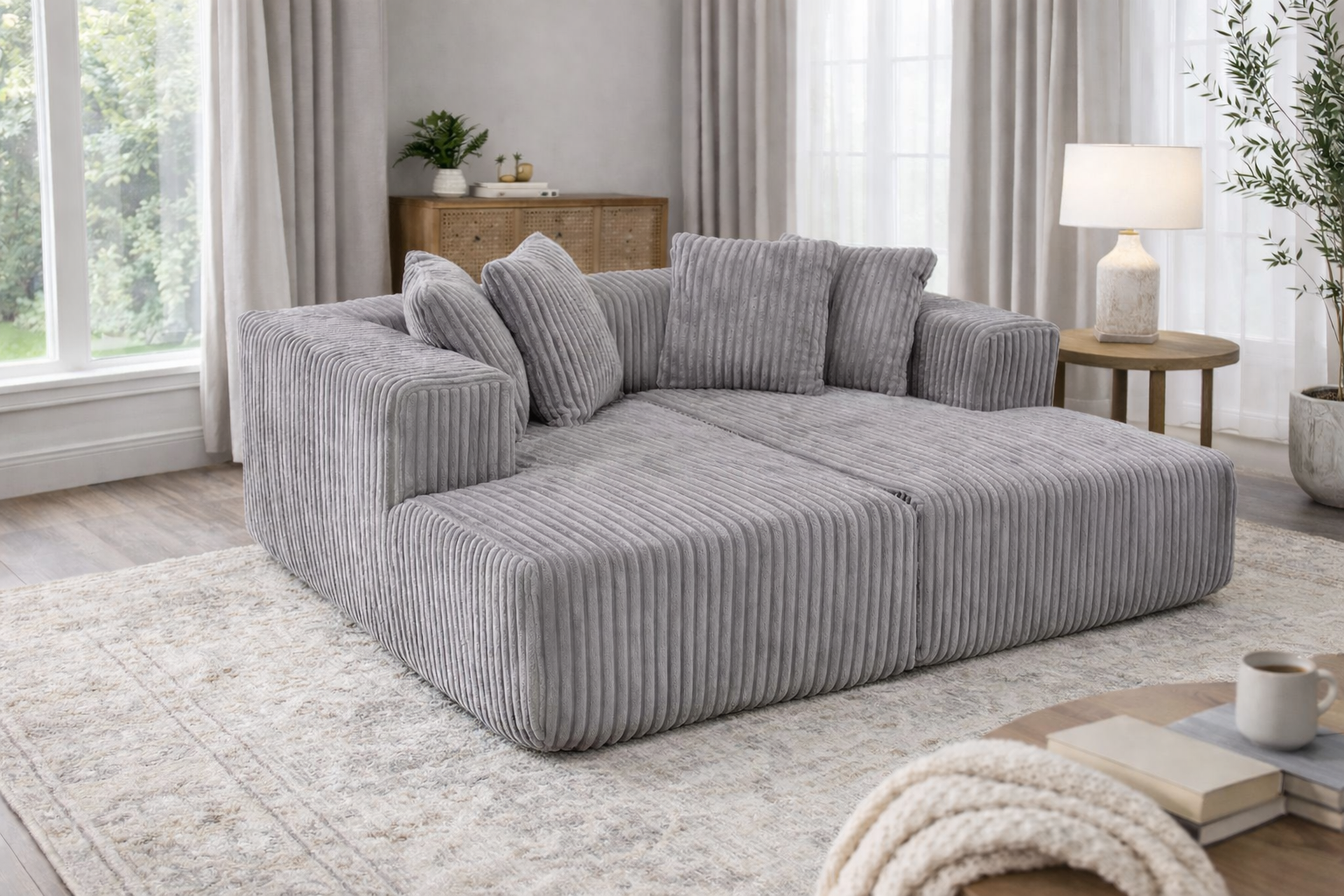 Alexus Corduroy Fabric Sectional Sofa