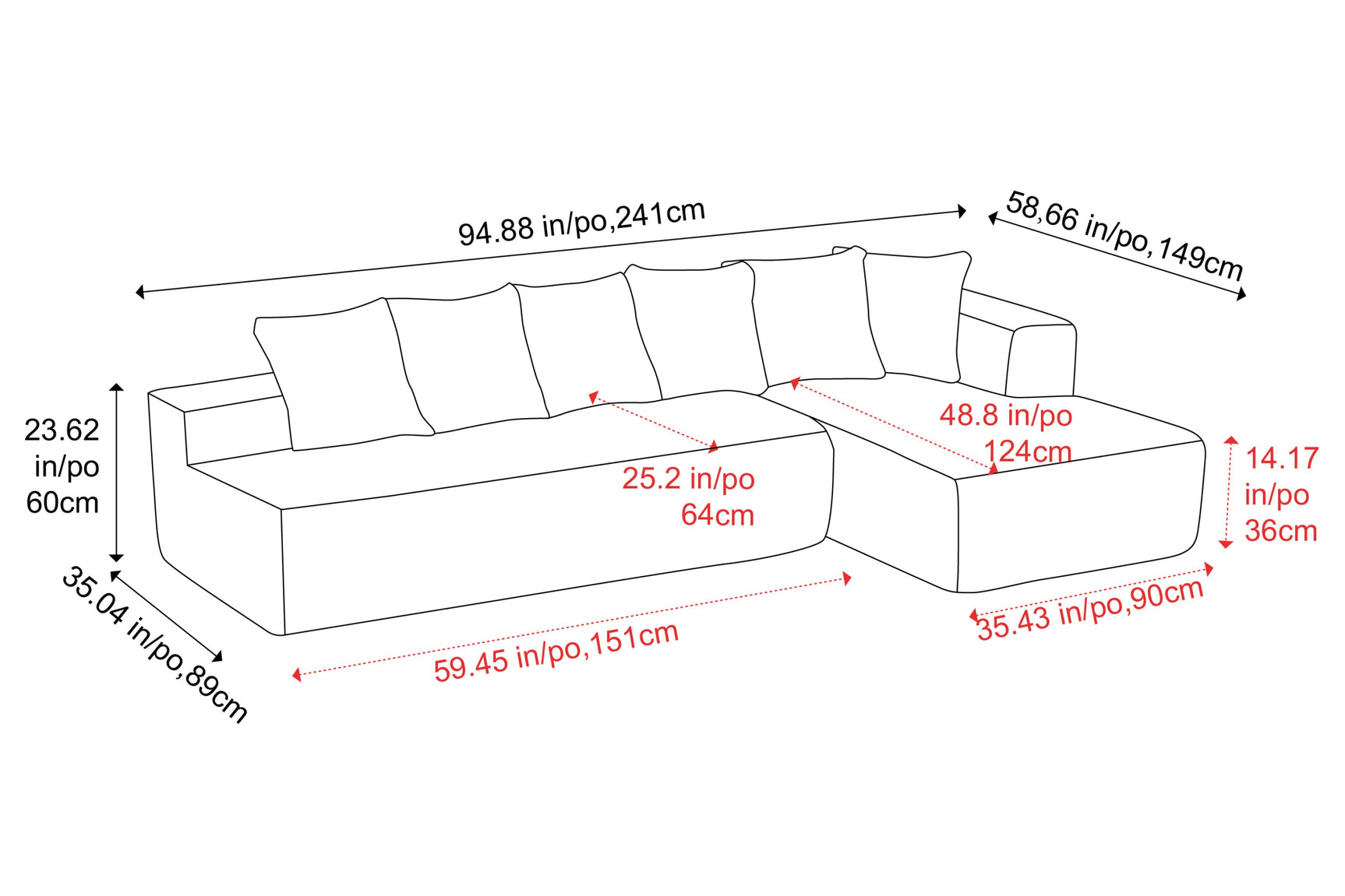 Alexus Corduroy Fabric Sectional Sofa