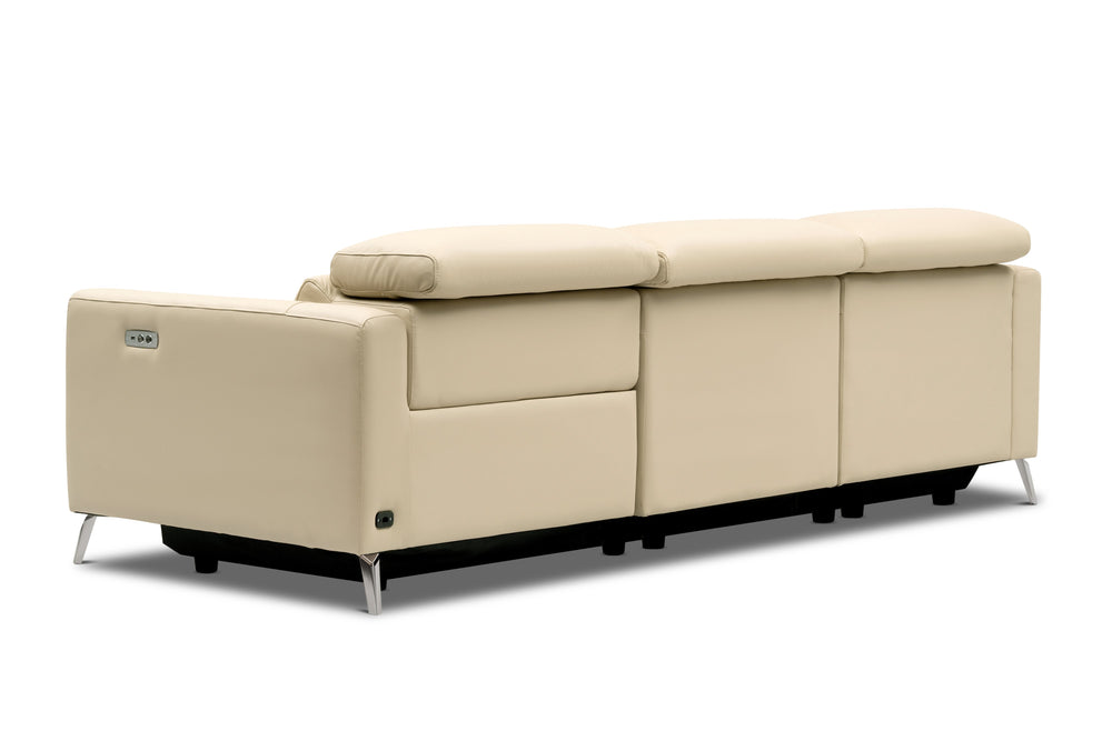 Valencia Andria Modern Left Hand Facing Top Grain Leather Reclining Sectional Sofa, Beige Color