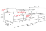 Valencia Andria Modern Right Hand Facing Top Grain Leather Reclining Sectional Sofa Size diagram