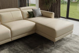 Valencia Andria Modern Right Hand Facing Top Grain Leather Reclining Sectional Sofa, Beige Color Right side diagram