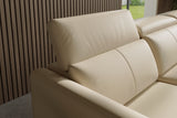 Valencia Andria Modern Right Hand Facing Top Grain Leather Reclining Sectional Sofa, Beige Color Detailed drawing
