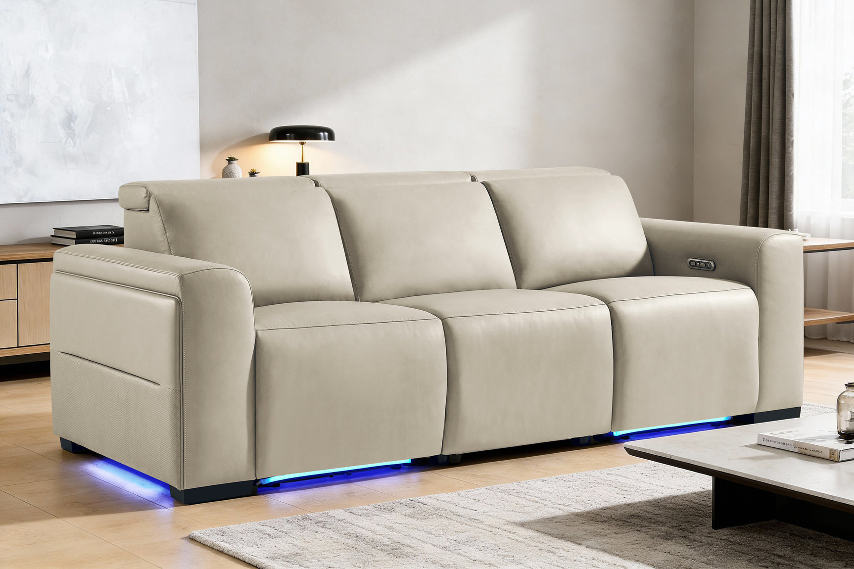 Arlington Immersive Audio Leather Dual Recliner Sofa with Heat & Massage