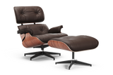 Armoni Eames Replica Top Grain Leather Lounge Chair & Ottoman, Dark Chocolate - Left Angled View in White Background.