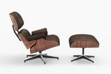 Armoni Eames Replica Top Grain Leather Lounge Chair & Ottoman, Dark Chocolate - Left Side View in White Background.