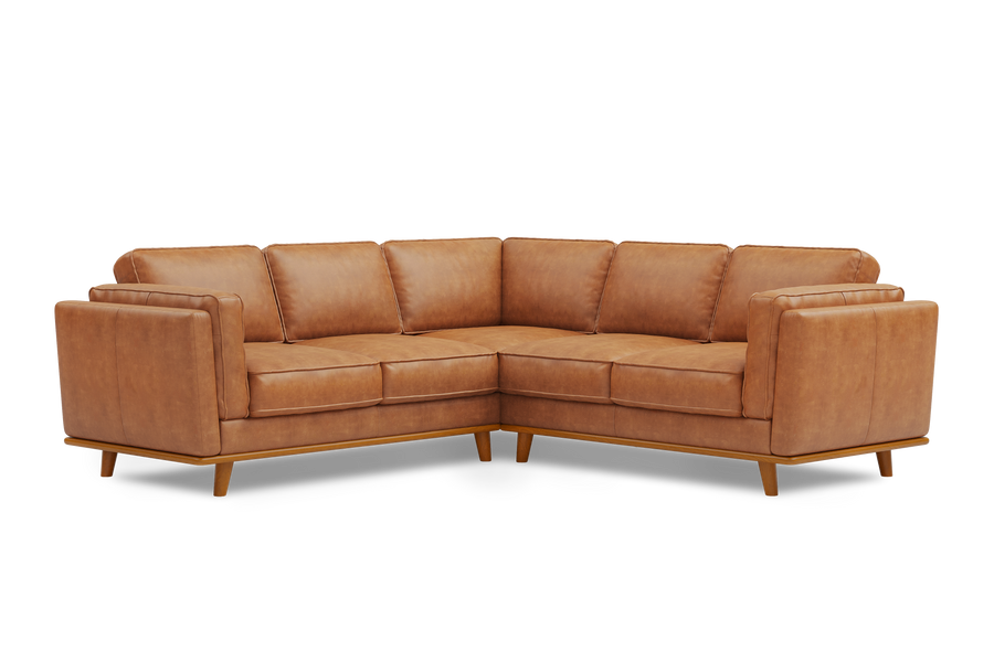 Valencia Artisan L-Shape Corner Leather Sectional Sofa, Cognac