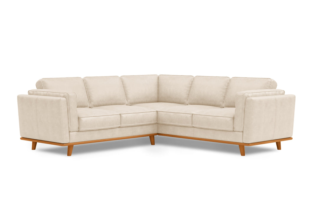 Valencia Artisan Top Grain Leather L-Shape Corner Sectional Sofa, Beige