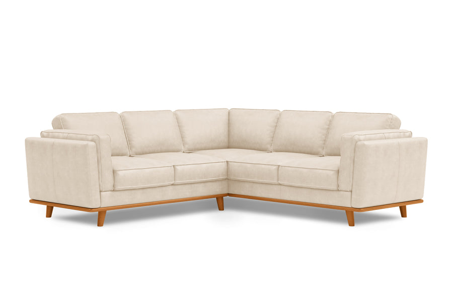 Valencia Artisan Top Grain Leather L-Shape Corner Sectional Sofa, Beige