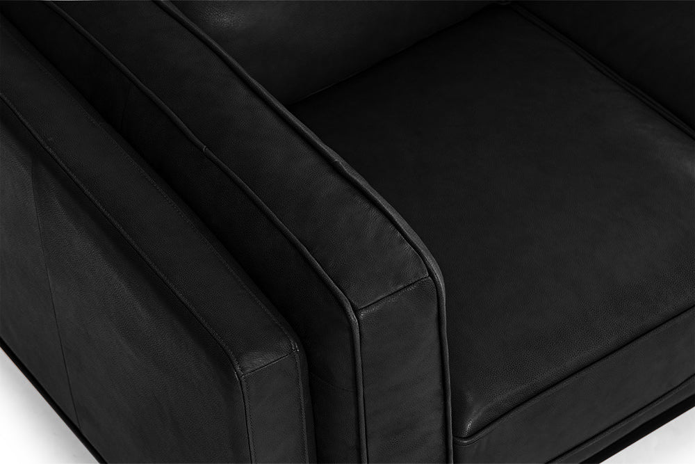 Valencia Artisan L-Shape Corner Leather Sectional Sofa, Black